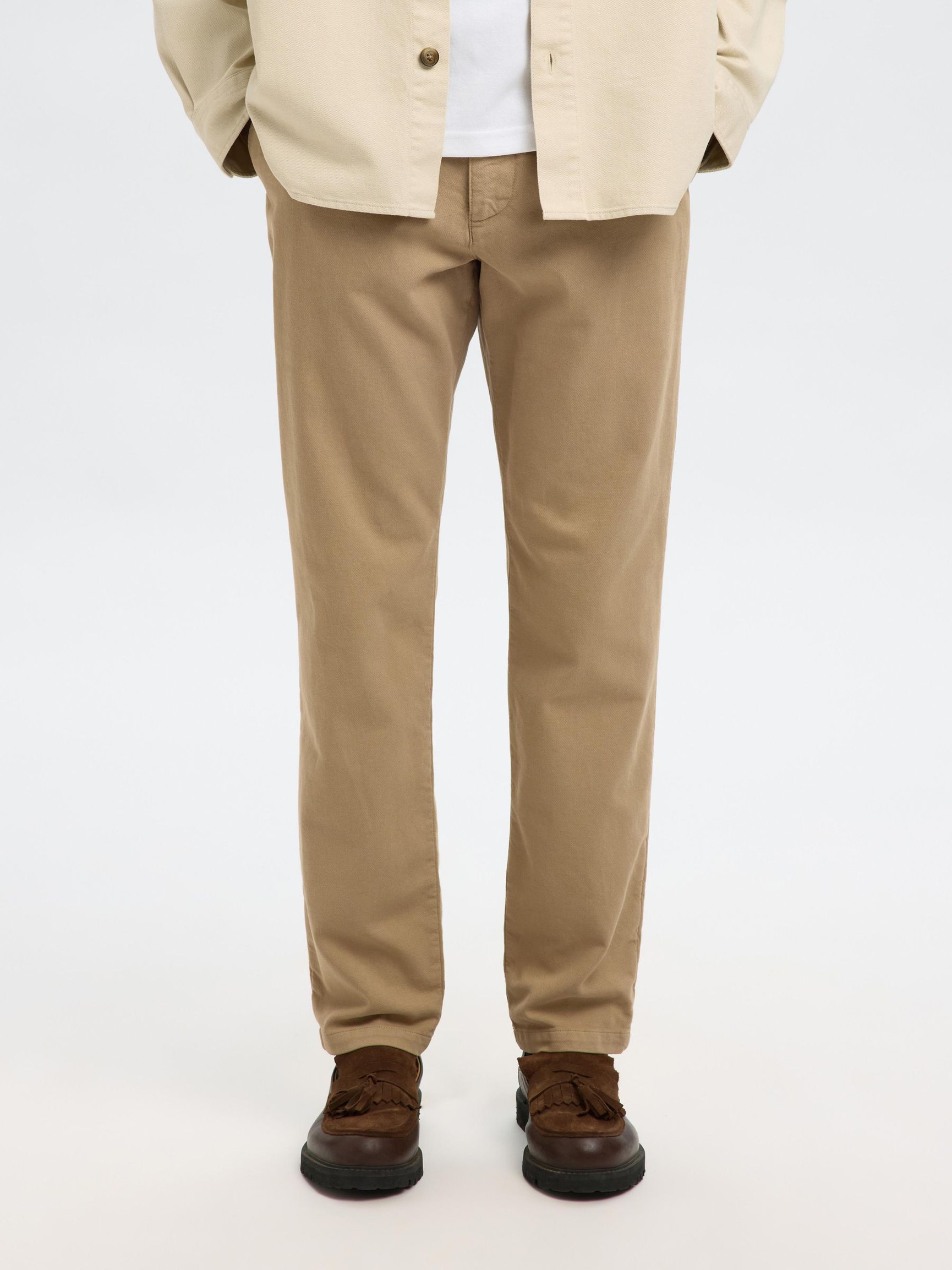 175 SLIM FIT STRUKTURERAD CHINOS, Pure Cashmere, highres