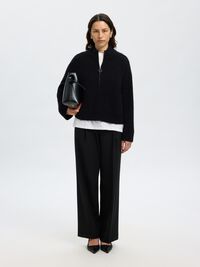 WOOL BLEND CARDIGAN, Black, highres