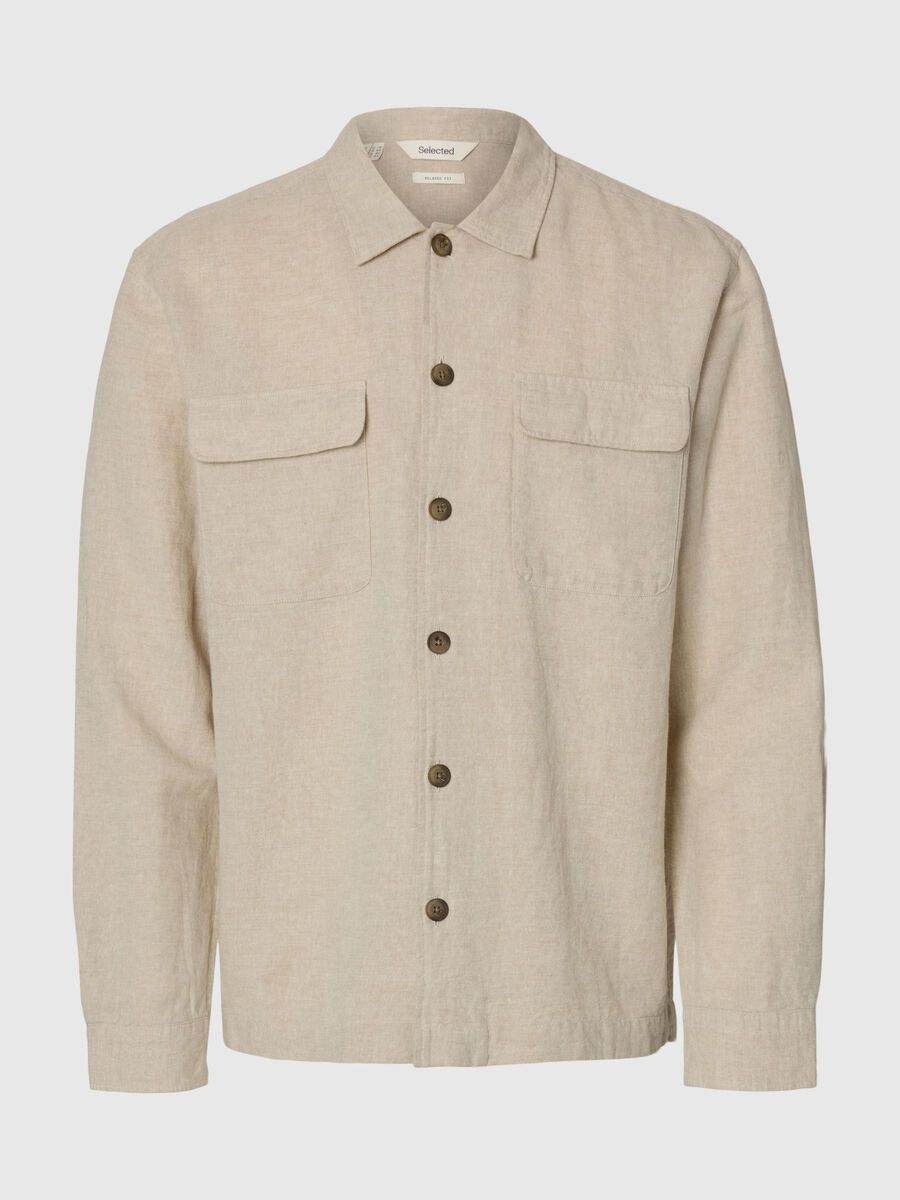 Selected LINEN BLEND OVERSHIRT, Pure Cashmere, highres - 16096369_PureCashmere_1155100_001.jpg
