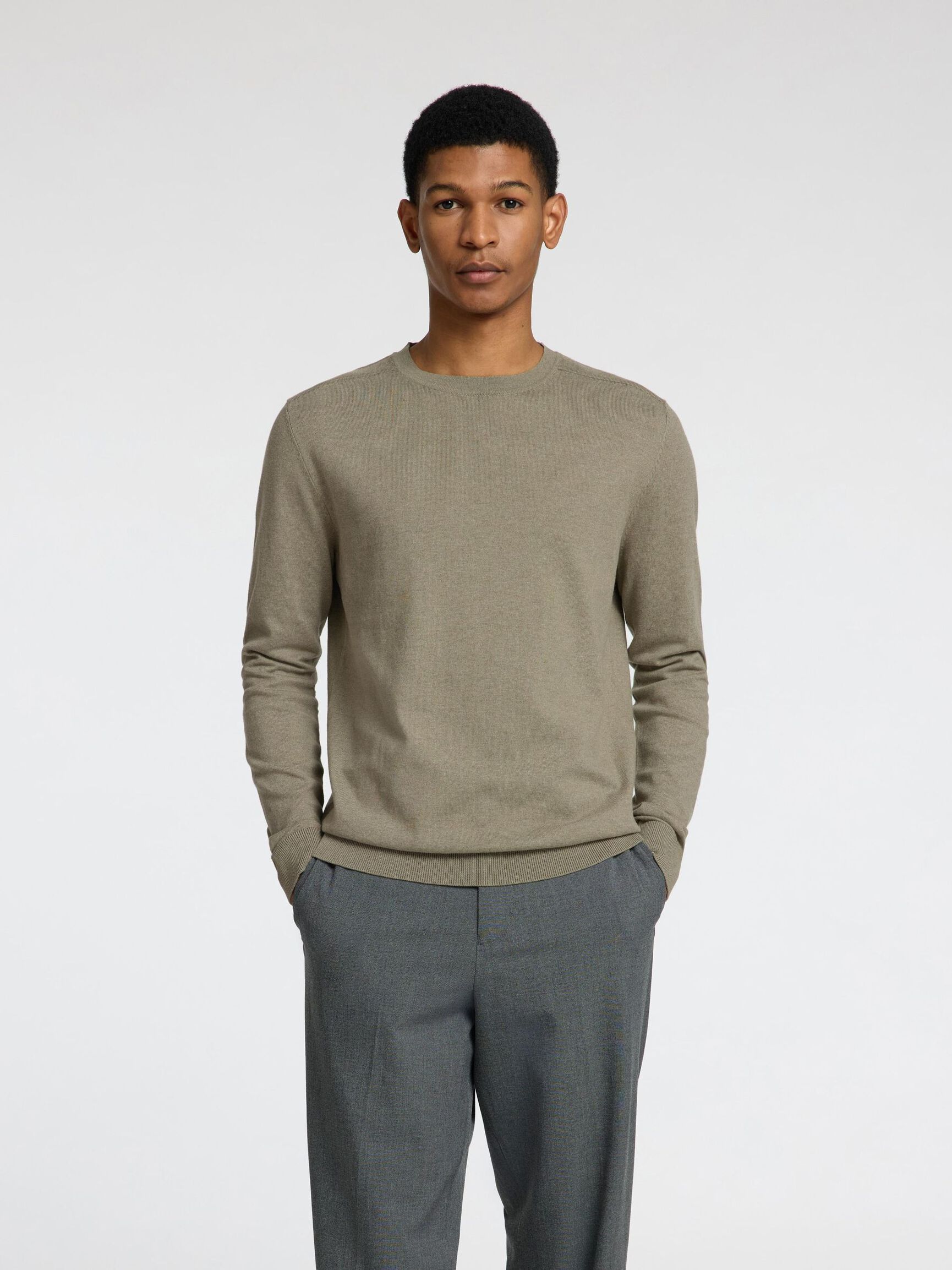LONG-SLEEVED KNITTED JUMPER, Vetiver, highres