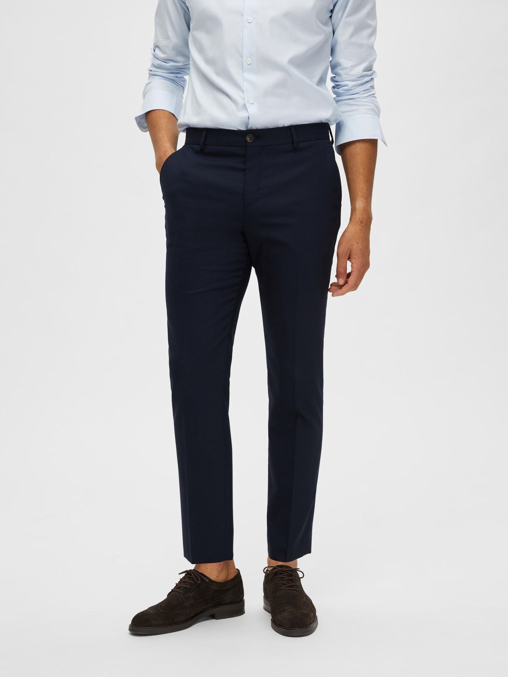GEWEBTER WOLLGEMISCH HOSE, Navy Blazer, highres