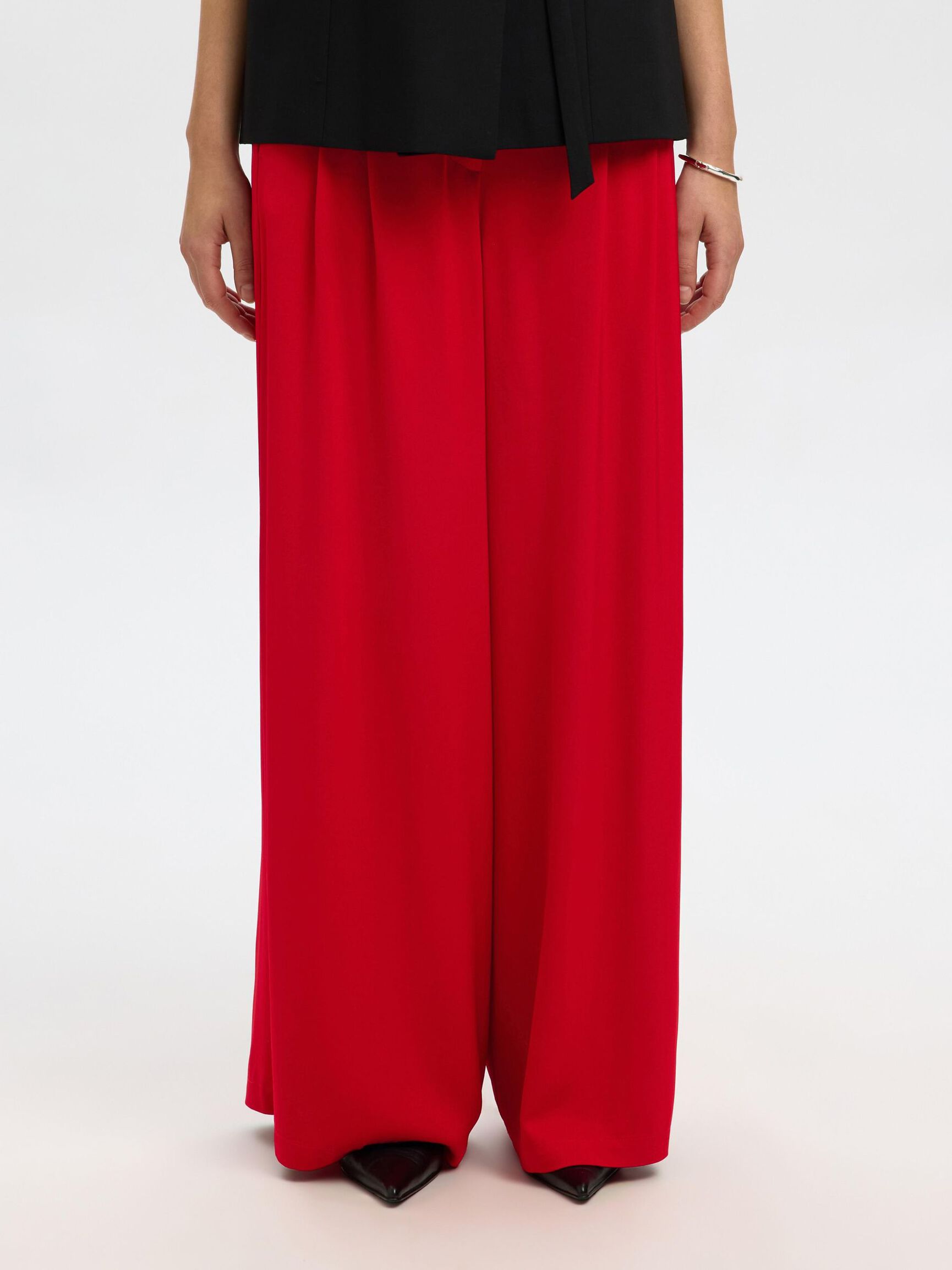 VISCOSE WIDE-LEG TROUSERS, Equestrian Red, highres