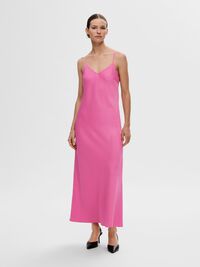 MOUWLOOS SATIJN MAXI JURK, Phlox Pink, highres