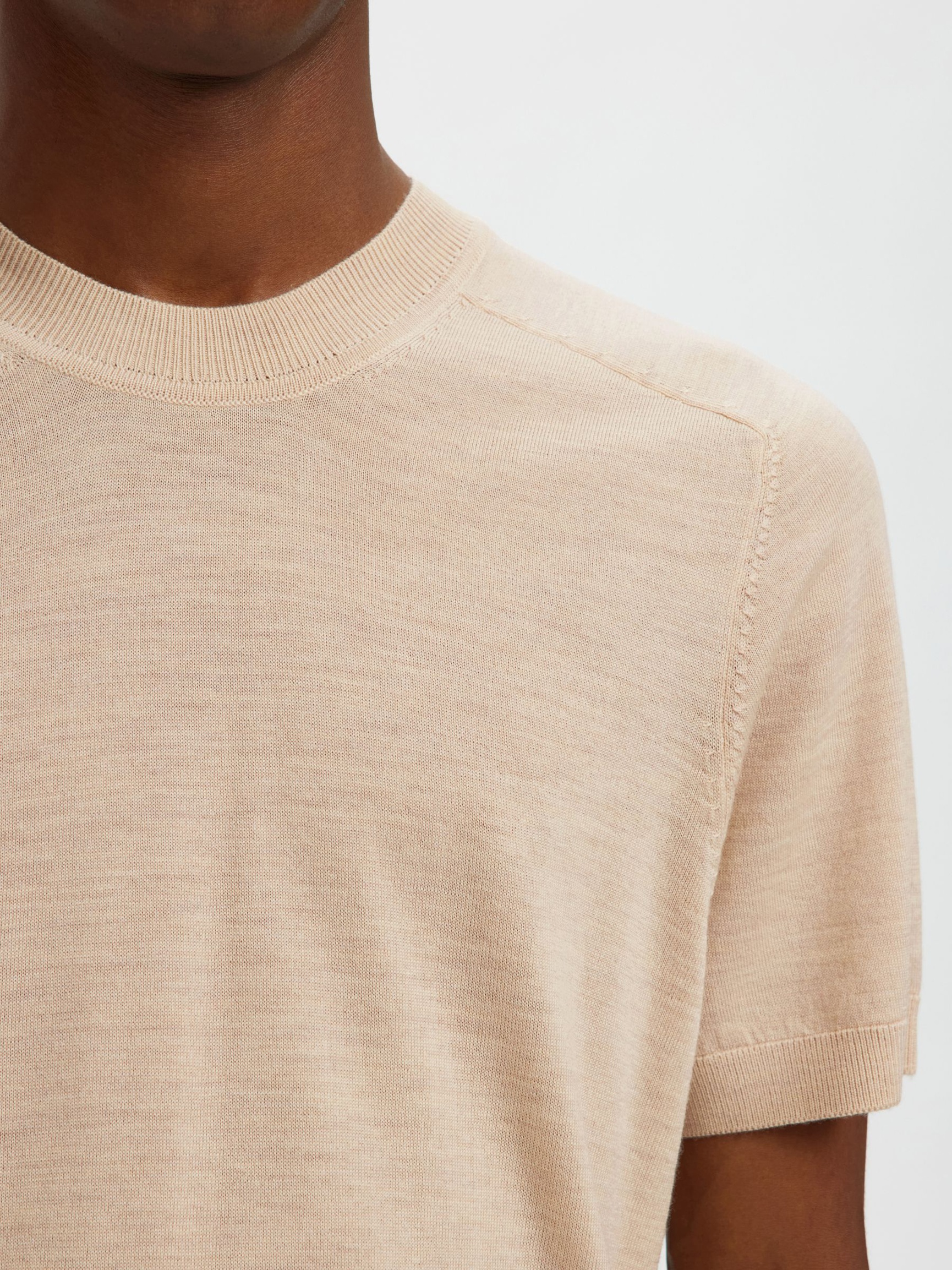 100% MERINO WOOL T-SHIRT, Oatmeal, highres