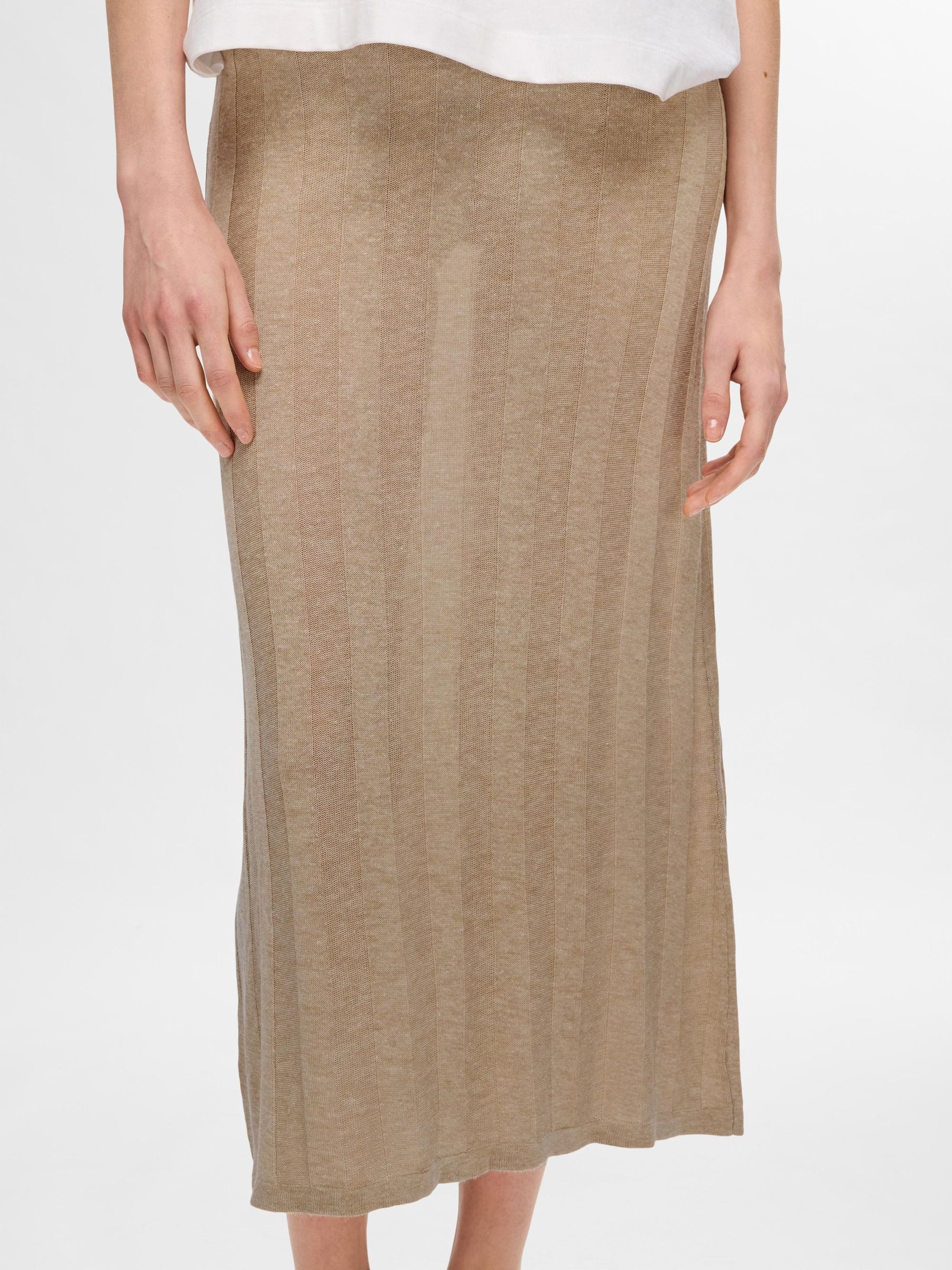 KNITTED MIDI SKIRT, Humus, highres