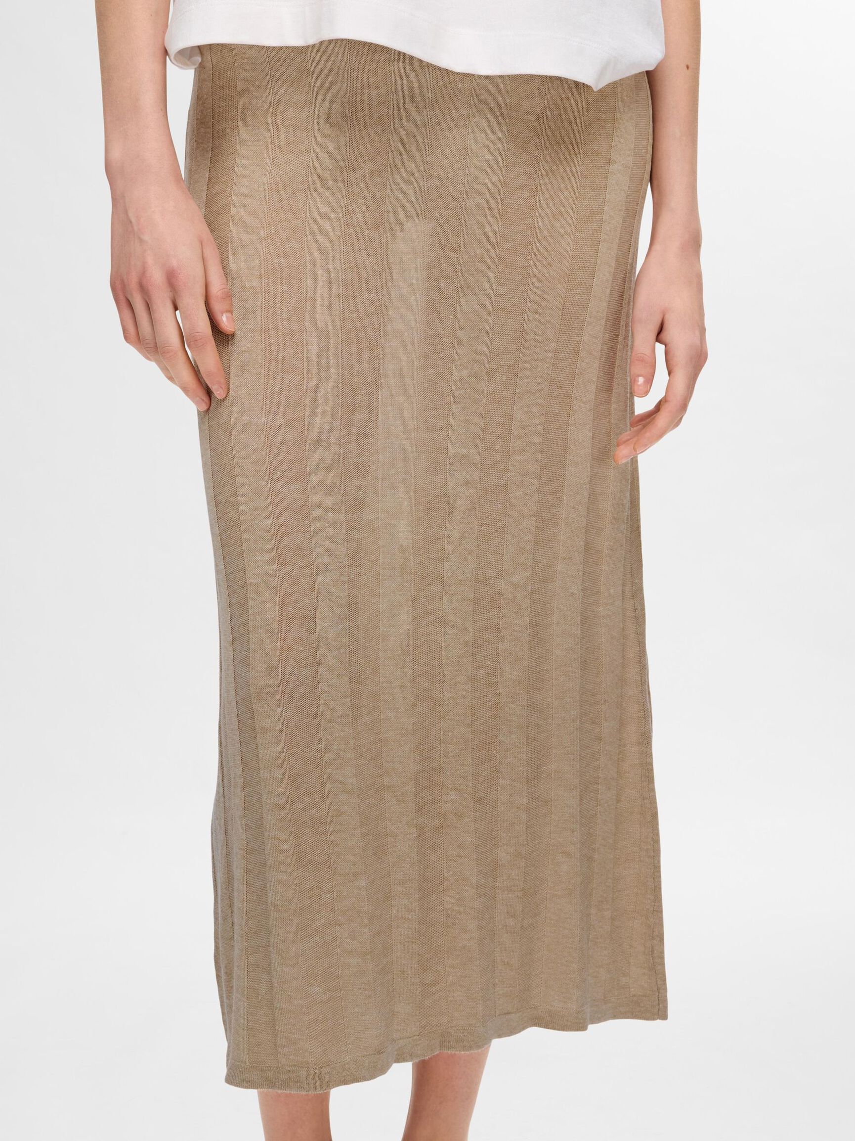 KNITTED MIDI SKIRT, Humus, highres