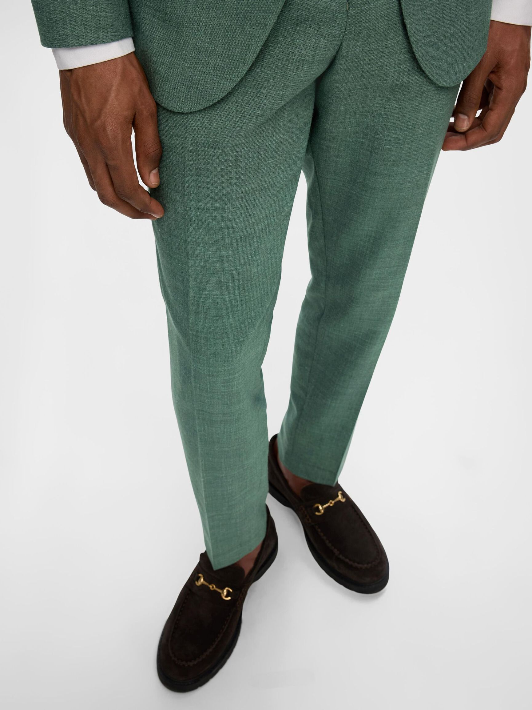 SLIM FIT ANZUGHOSE, Light Green Melange, highres