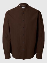 LONGSLEEVE LINNENMIX OVERHEMD, Coffee Bean, highres