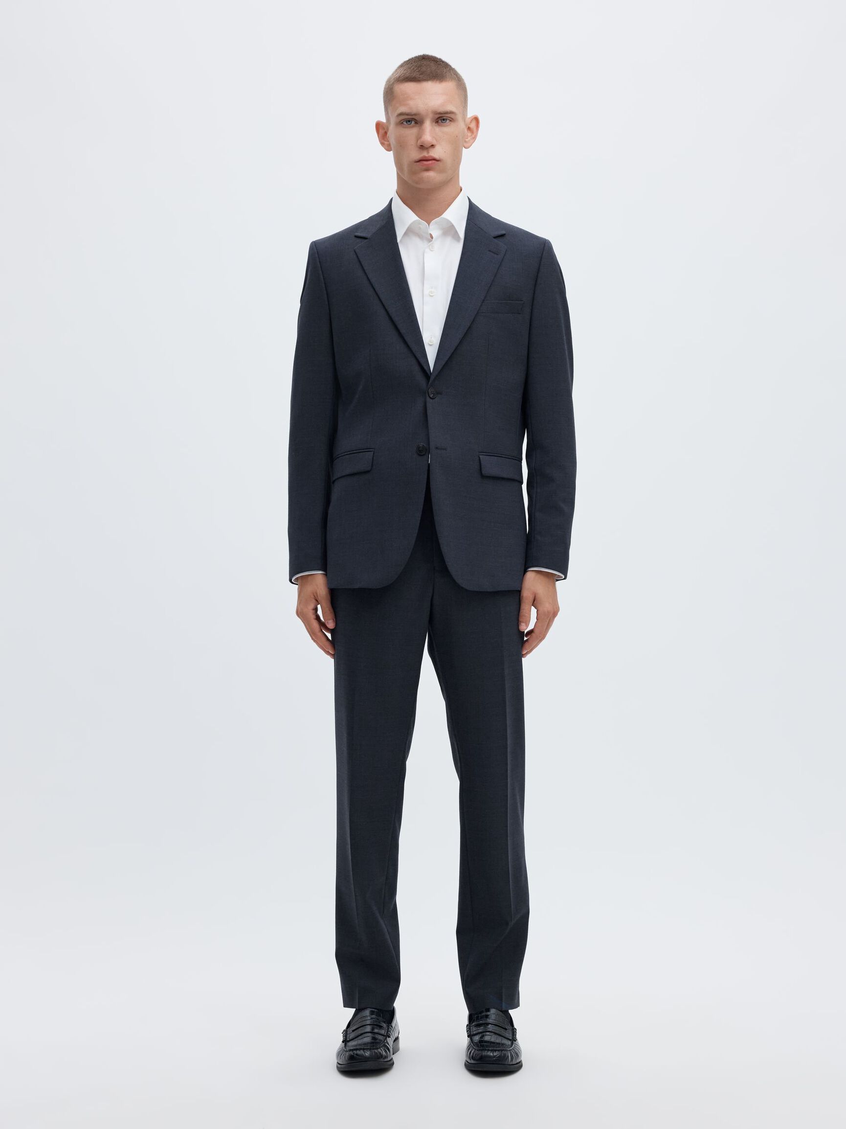 WOOL BLEND BLAZER, Sky Captain, highres