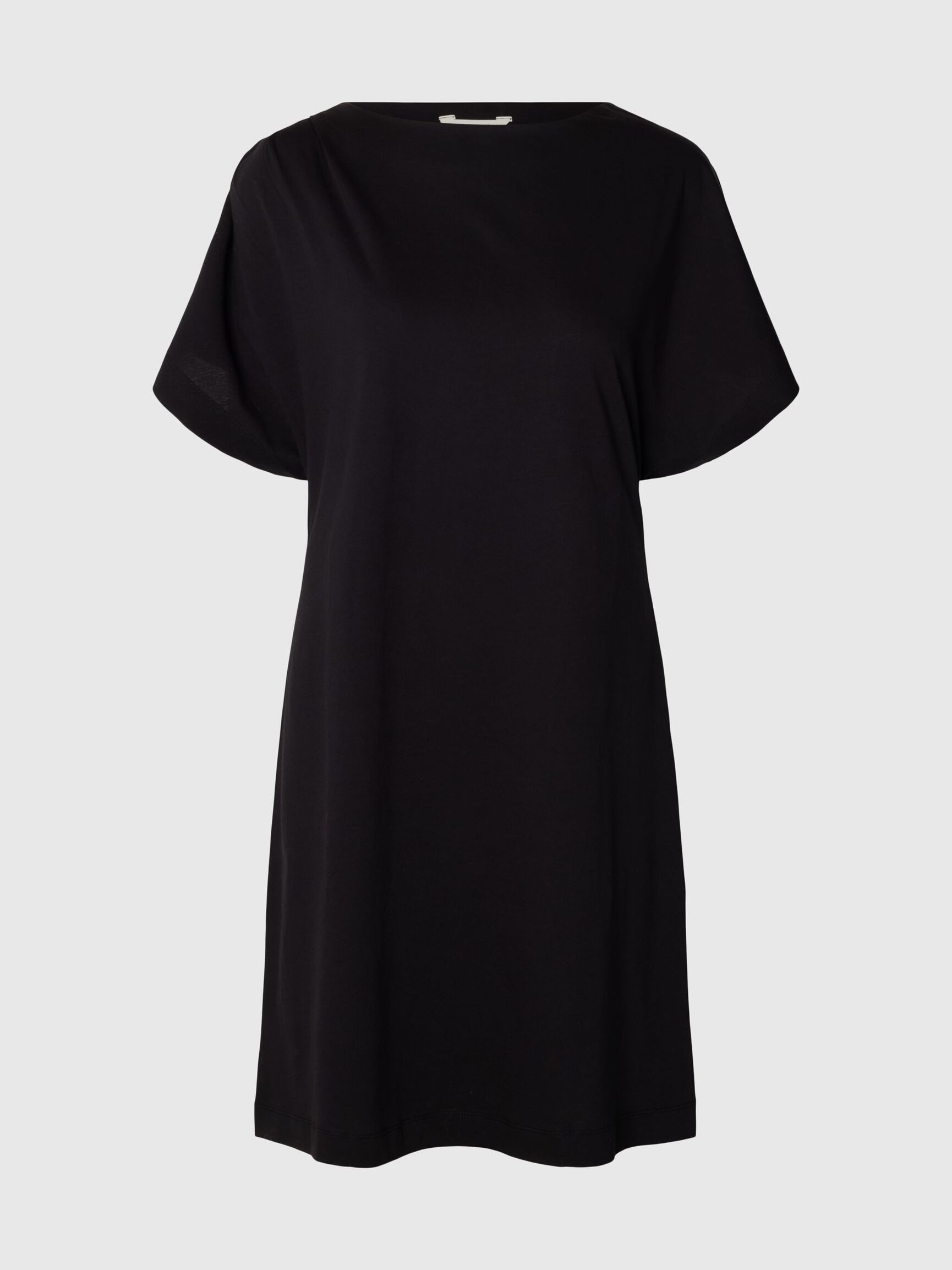 COTTON SHORT SLEEVED MINI DRESS, Black, highres
