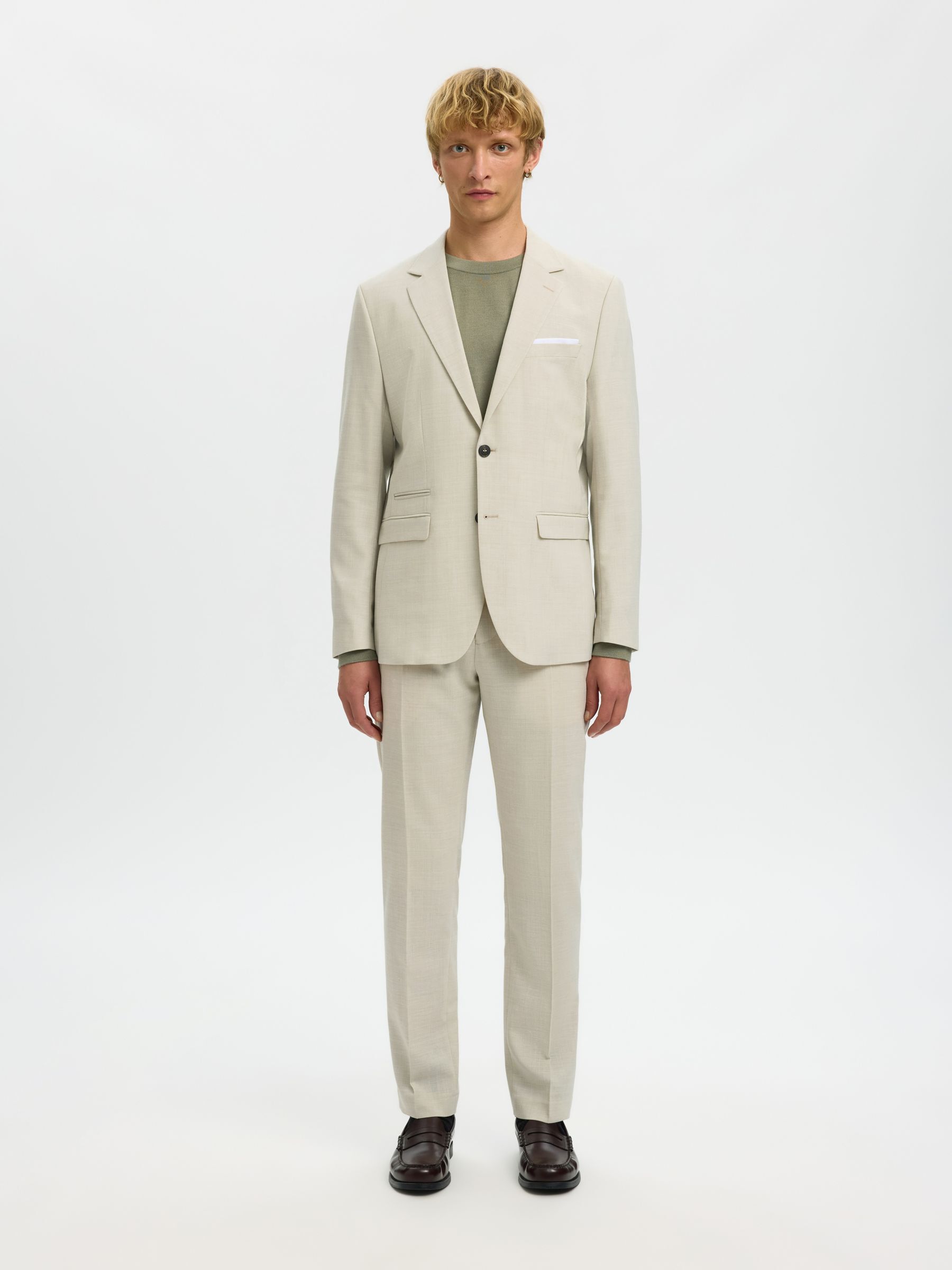 SLIM FIT SINGLE-BREASTED BLAZER, Egret, highres