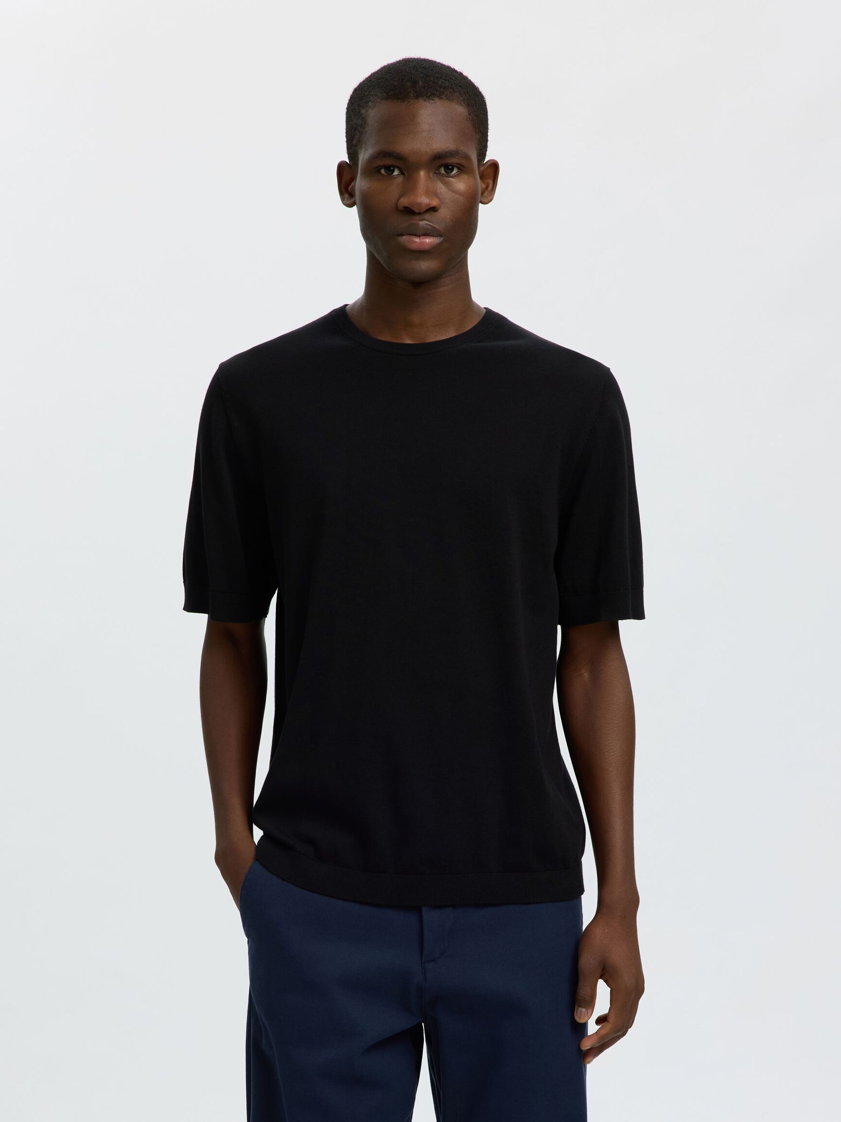 COTON T-SHIRT, Black, highres