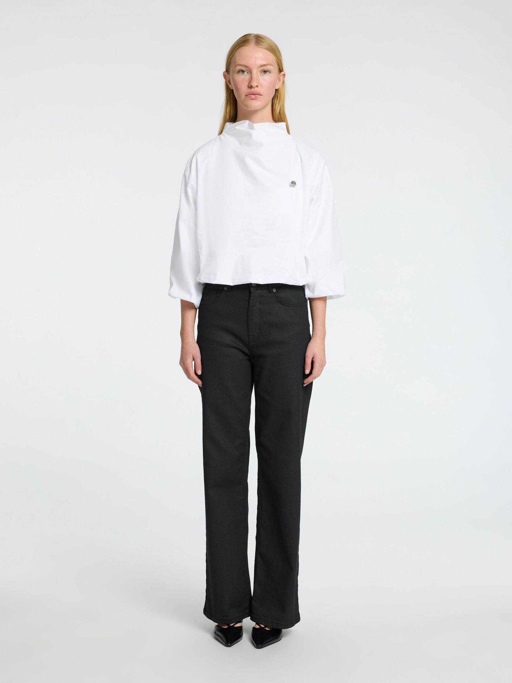 VOLUMINÖSE BLUSE MIT 3/4 ÄRMELN, Bright White, highres