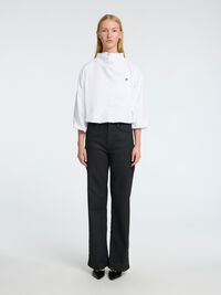 VOLUMINØS BLUSE MED 3/4-ÆRMER, Bright White, highres