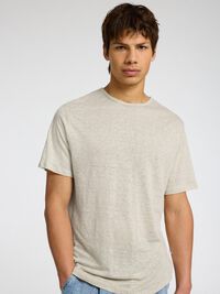 LINNEN T-SHIRT, Oatmeal, highres