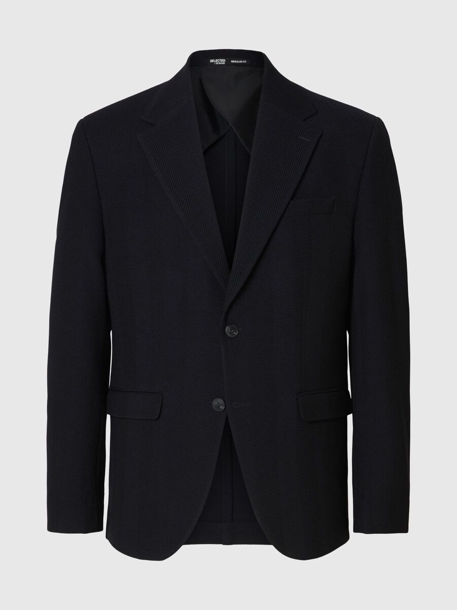 Product tile image - WOOL REGULAR FIT BLAZER, Dark Navy | 16098733_DarkNavy_1207622
