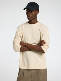 LOOSE FIT LANGÆRMET T-SHIRT, Oatmeal, highres