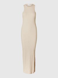 GERIBD KATOEN MAXI JURK, Oatmeal, highres