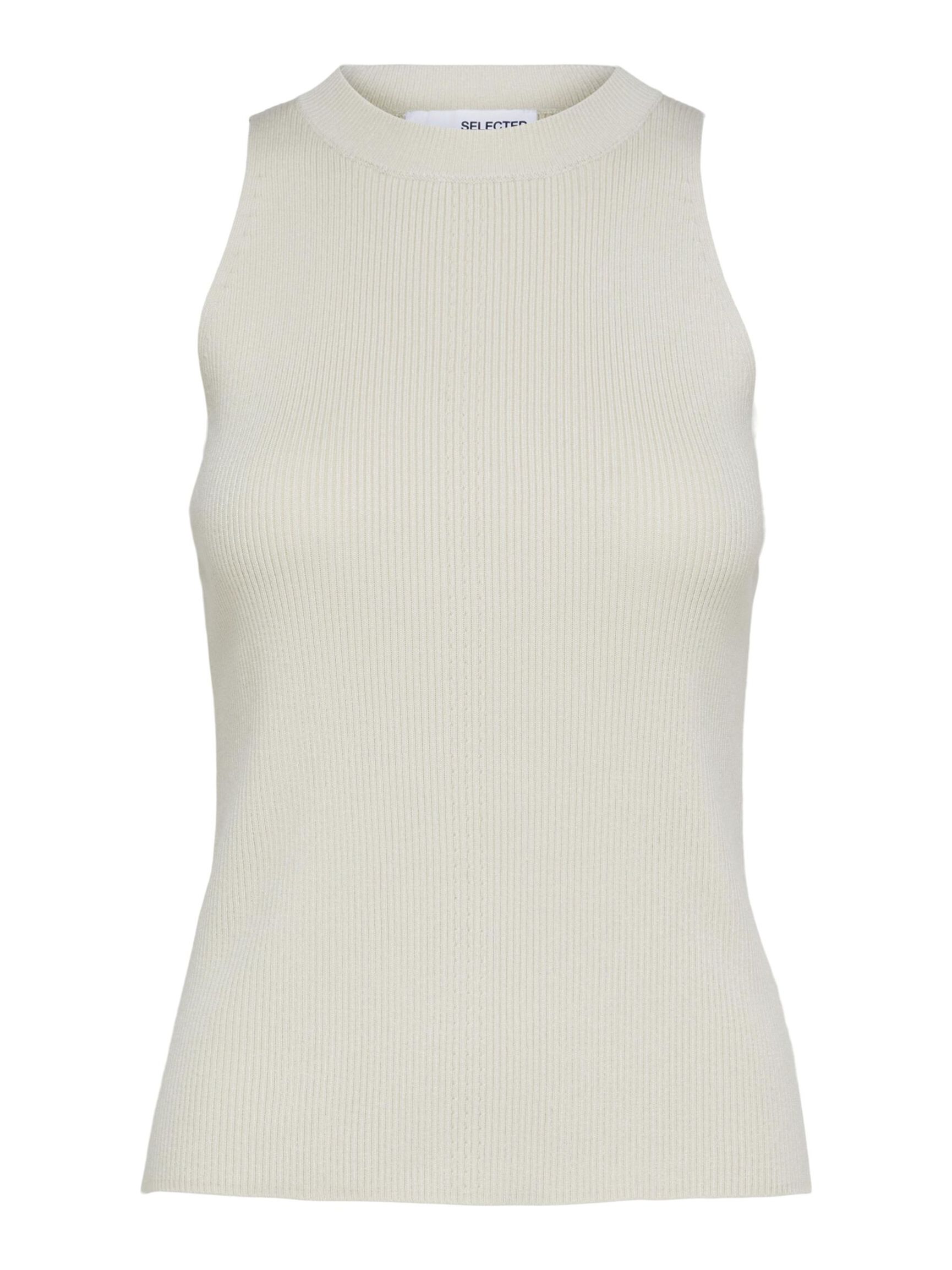 SLEEVELESS KNITTED TOP, Birch, highres