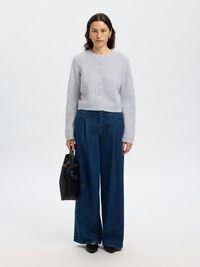 WOOL BLEND CARDIGAN, Ancient Water, highres