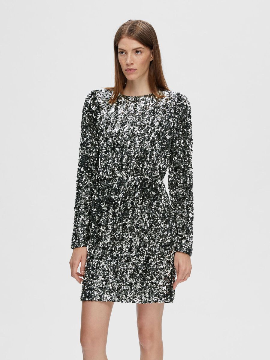 Selected PAILLETTEN MINI JURK, Silver, highres - 16087677_Silver_003.jpg