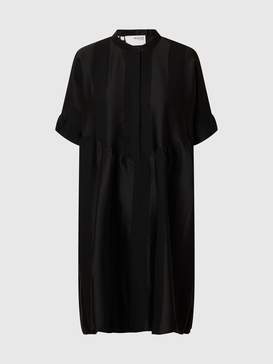 Selected OVERSIZED SATIN MINI DRESS, Black, highres - 16068194_Black_001.jpg
