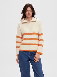 EN LAINE MÉLANGÉE À FERMETURE ÉCLAIR PULLOVER, Birch, highres