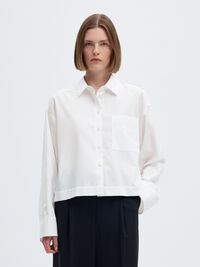 COTTON  CROPPED SHIRT, Bright White, highres