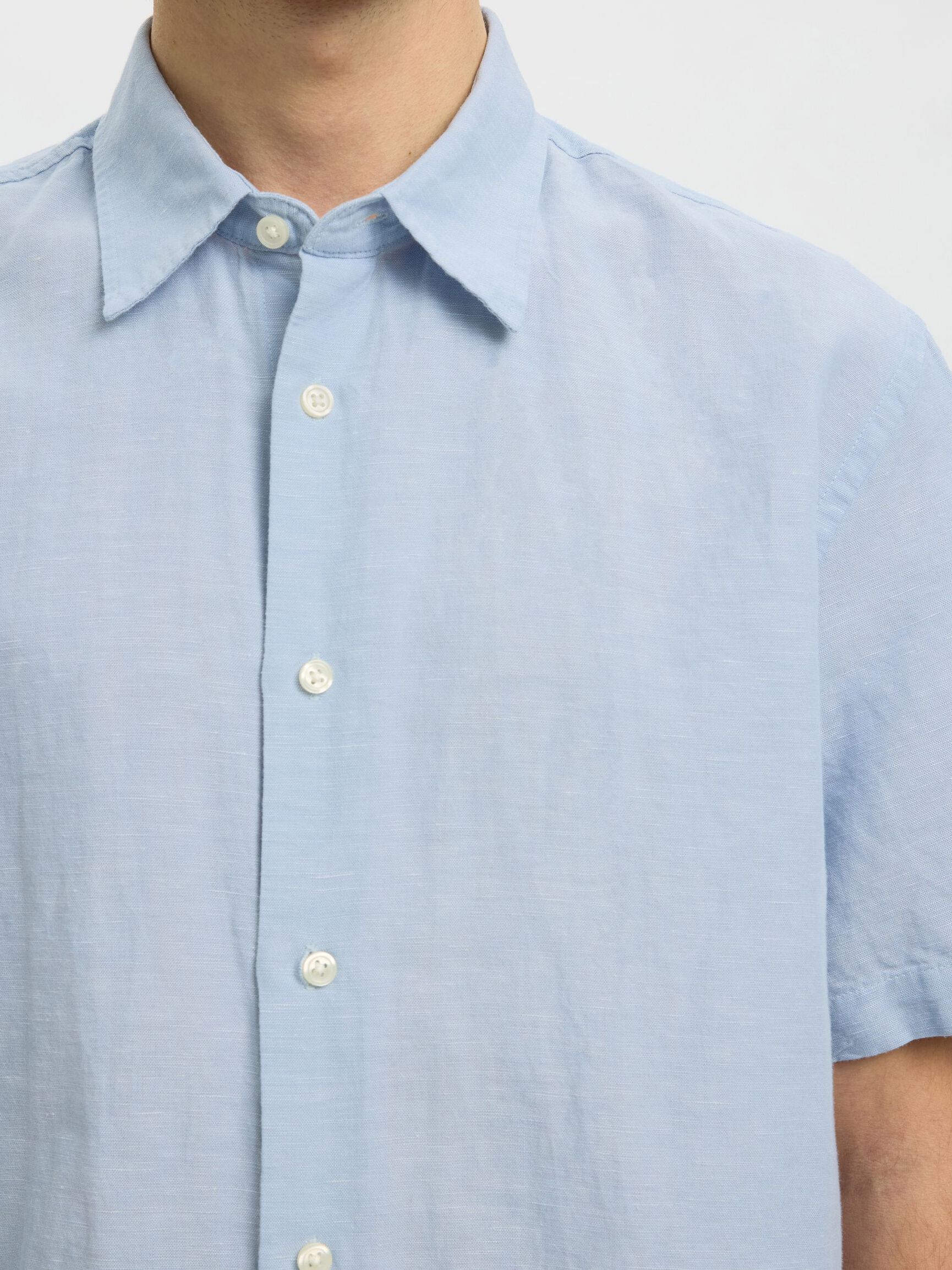 REGULAR FIT LINEN-BLEND SHIRT, Dusty Blue, highres