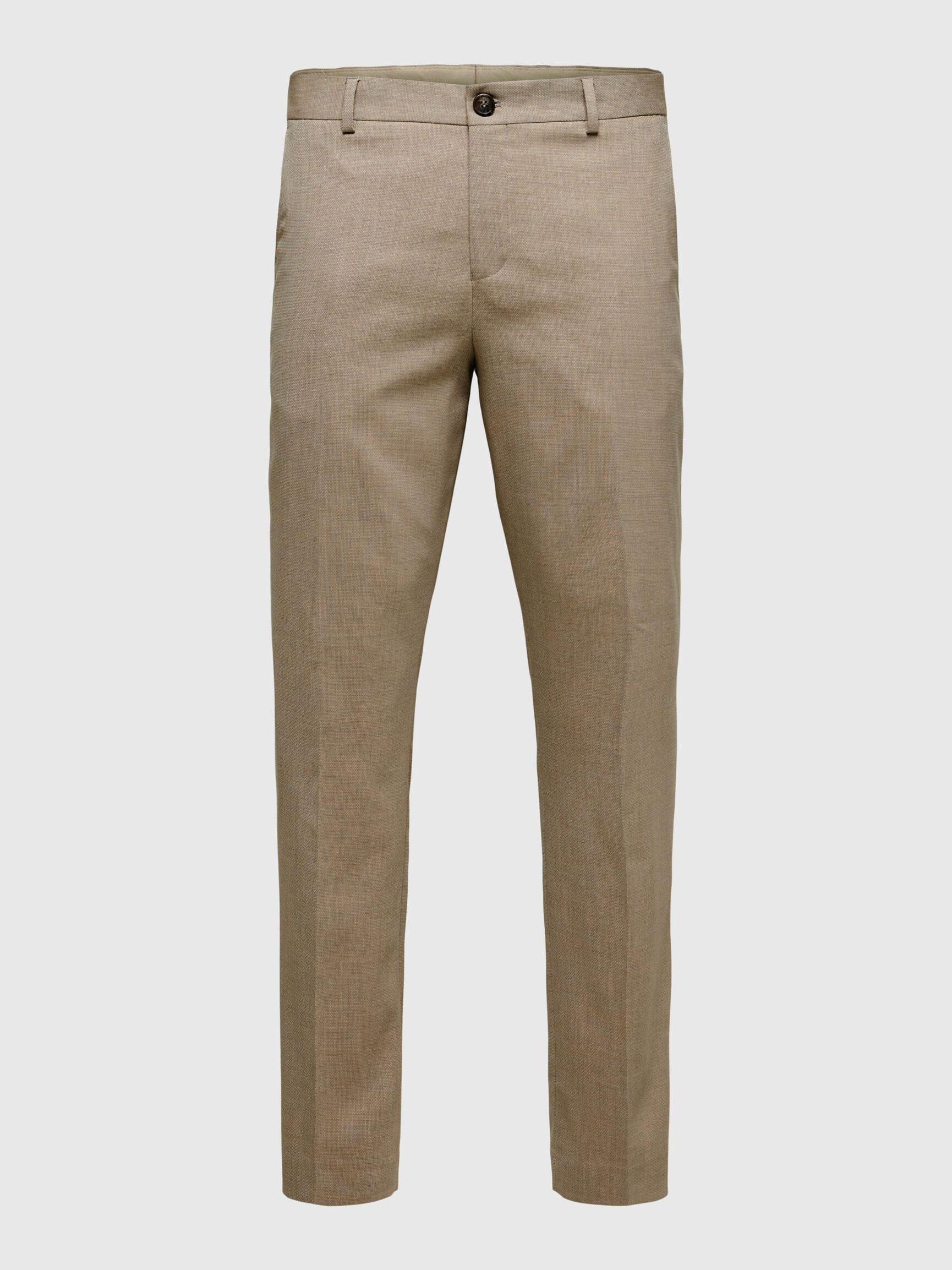 WOVEN WOOL BLEND TROUSERS, Sand, highres