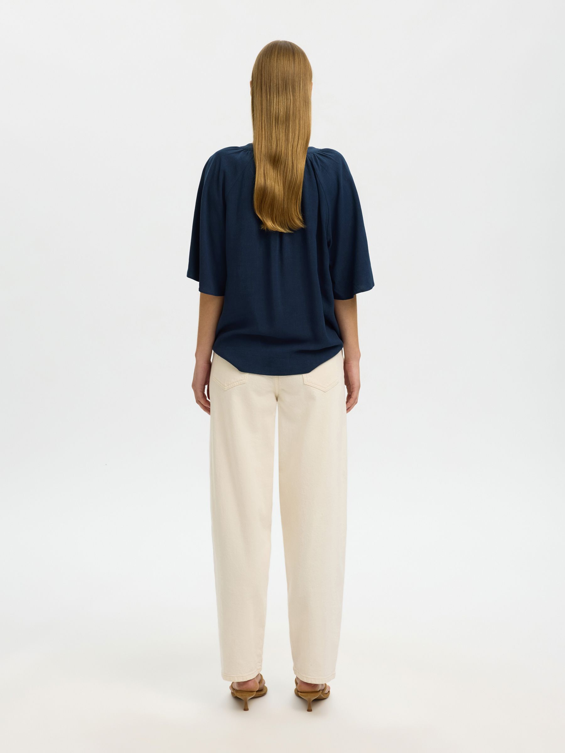 VISKOSEMIX OBERTEIL MIT V-AUSSCHNITT, Dark Sapphire, highres