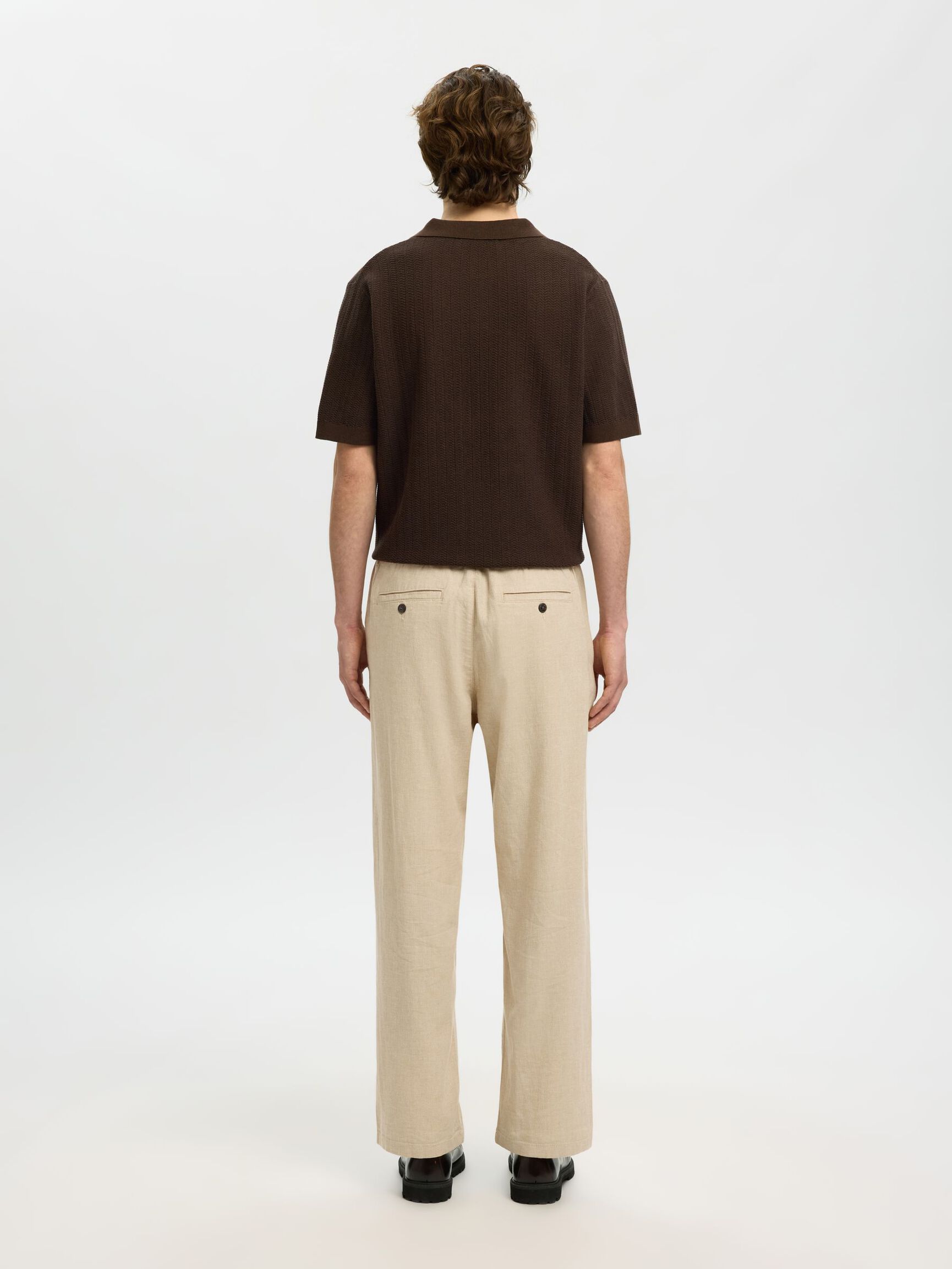 220 LOOSE FIT LINEN-BLEND TROUSERS, Incense, highres