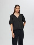Selected SATIJN SHIRT MET 2/4 MOUWEN, Black, highres - 16095967_Black_008.jpg