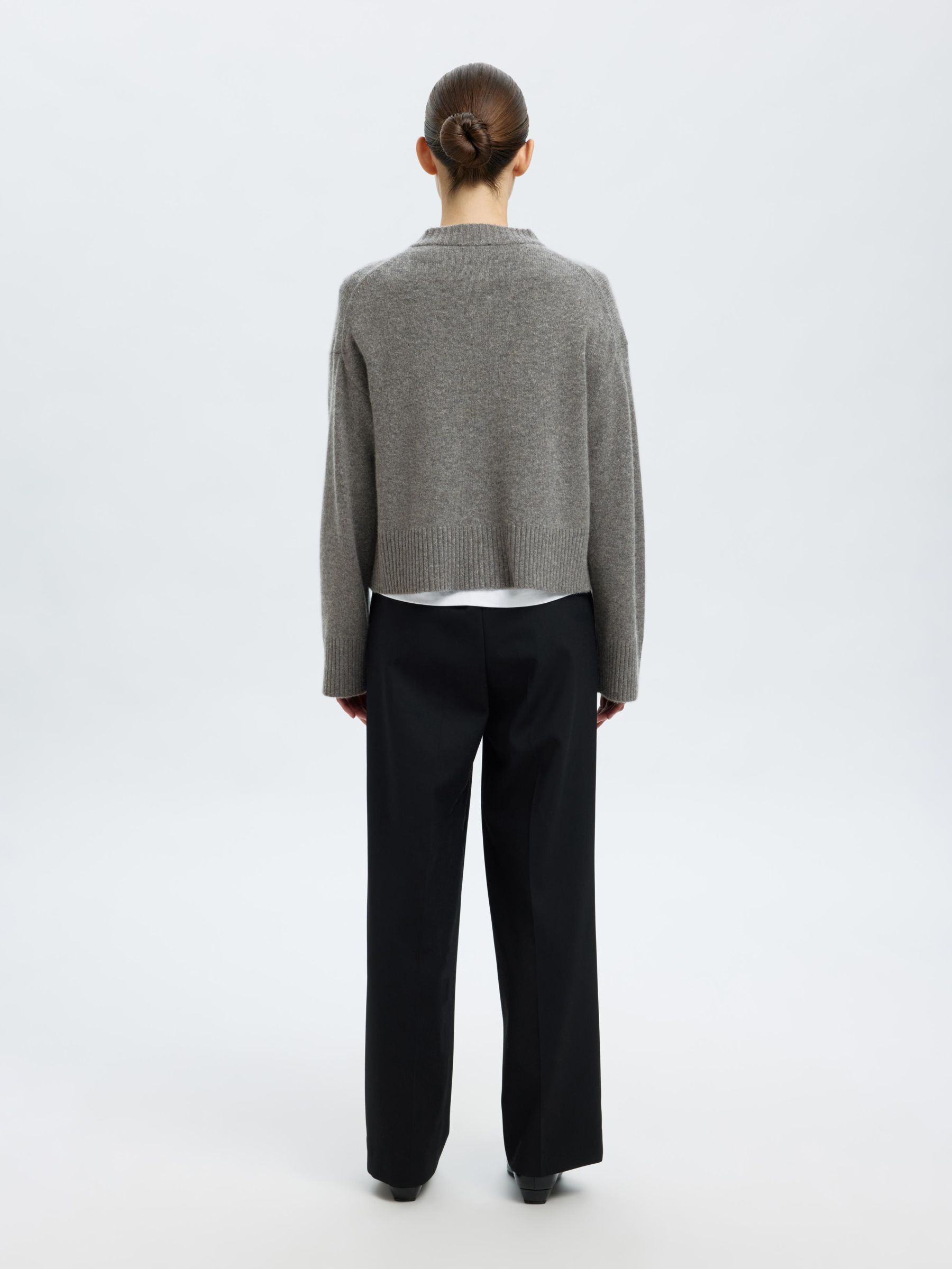 WOLL-KASCHMIR-MIX STRICKJACKE, Medium Grey Melange, highres