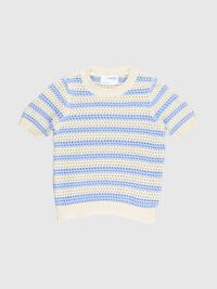 STRIPED CROCHET TOP, Birch, highres