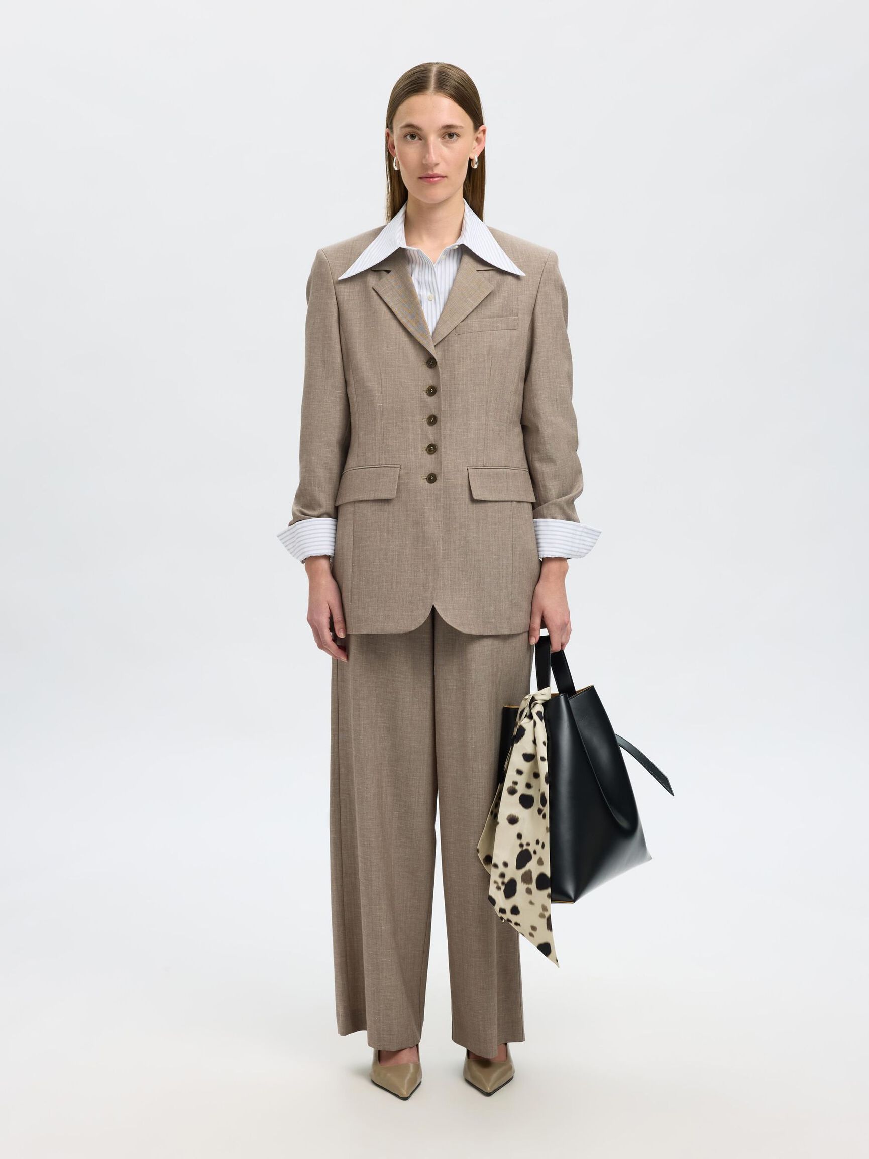 WOOL BLEND SUIT TROUSERS, Oatmeal, highres