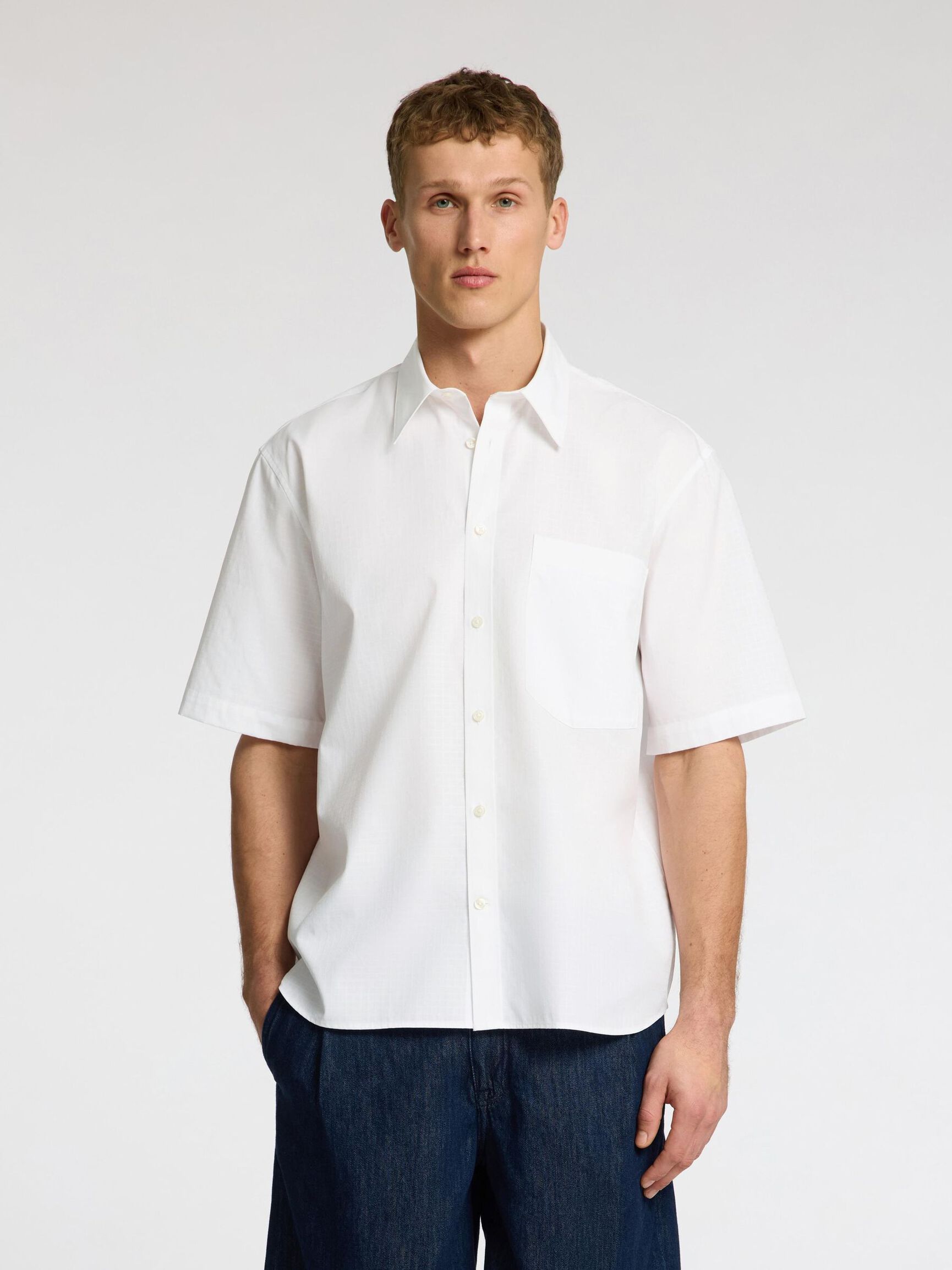 100 % COTON CHEMISE À MANCHES COURTES, White, highres