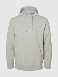 100% BOMULD HOODIE, Light Grey Melange, highres