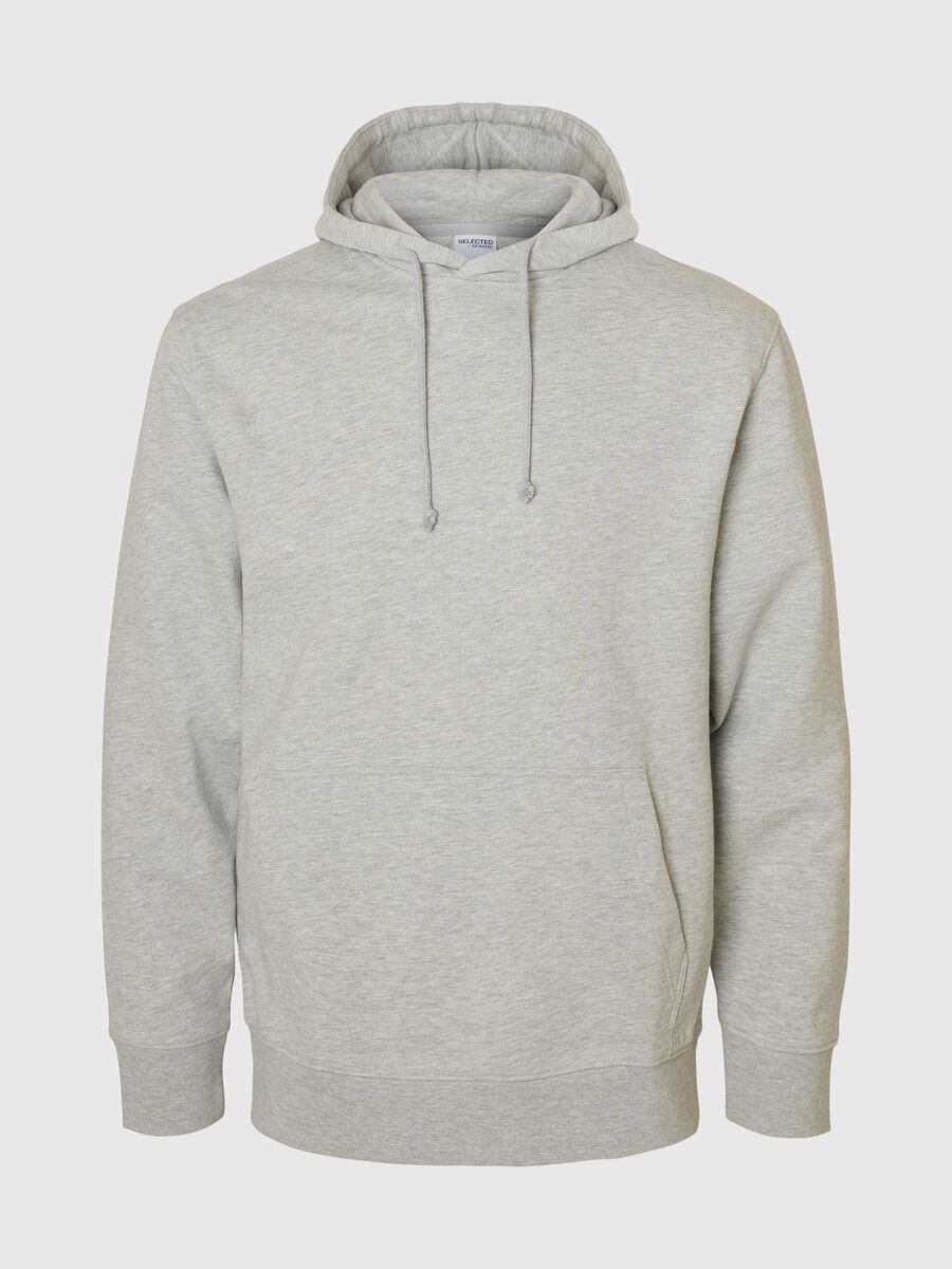 Selected 100% KATOEN HOODIE, Light Grey Melange, highres - 16100000_LightGreyMelange_001.jpg