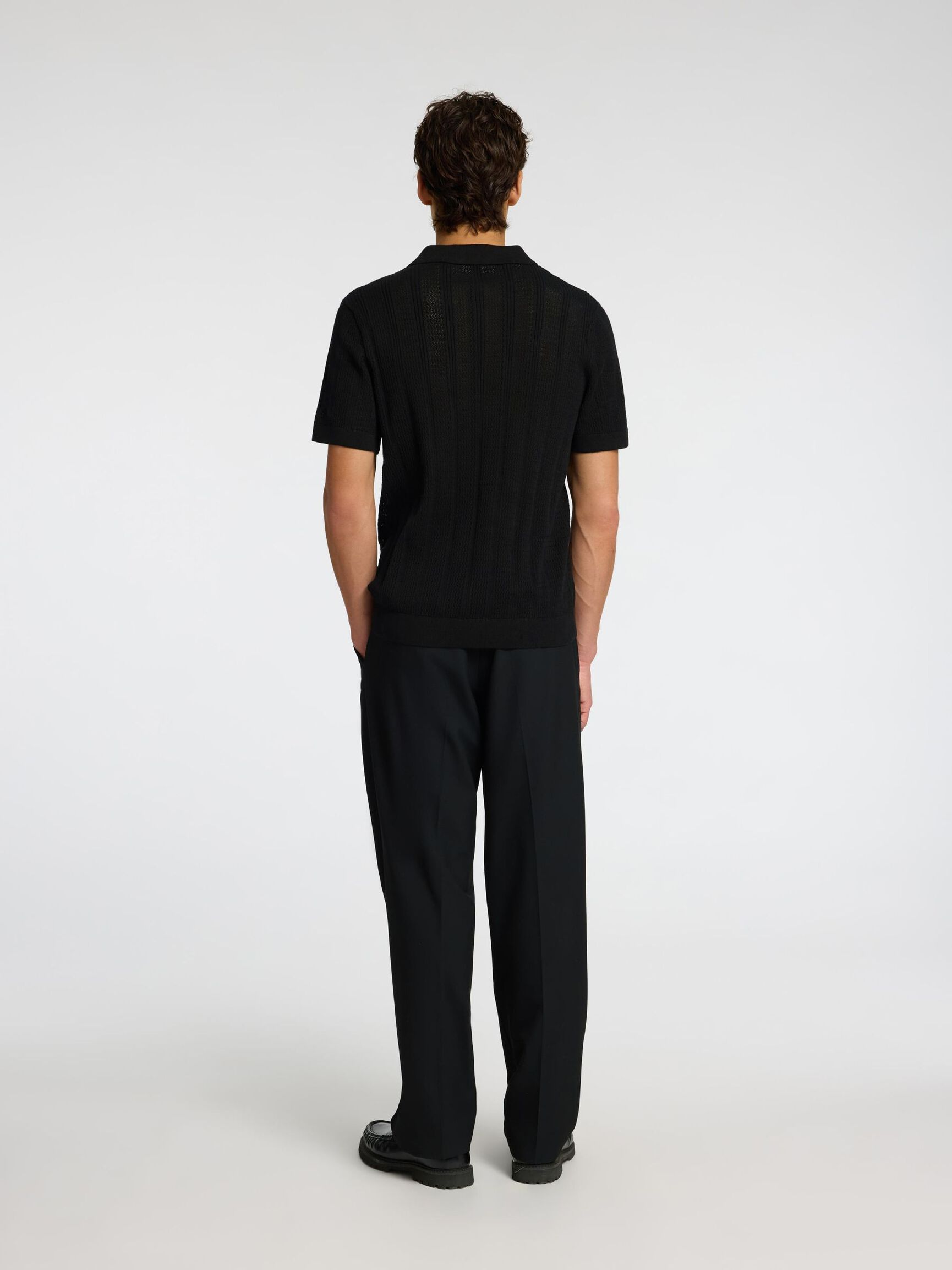CAMICIA POLO IN MAGLIA, Black, highres