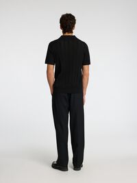 100% BAUMWOLL POLOHEMD AUS STRICK, Black, highres
