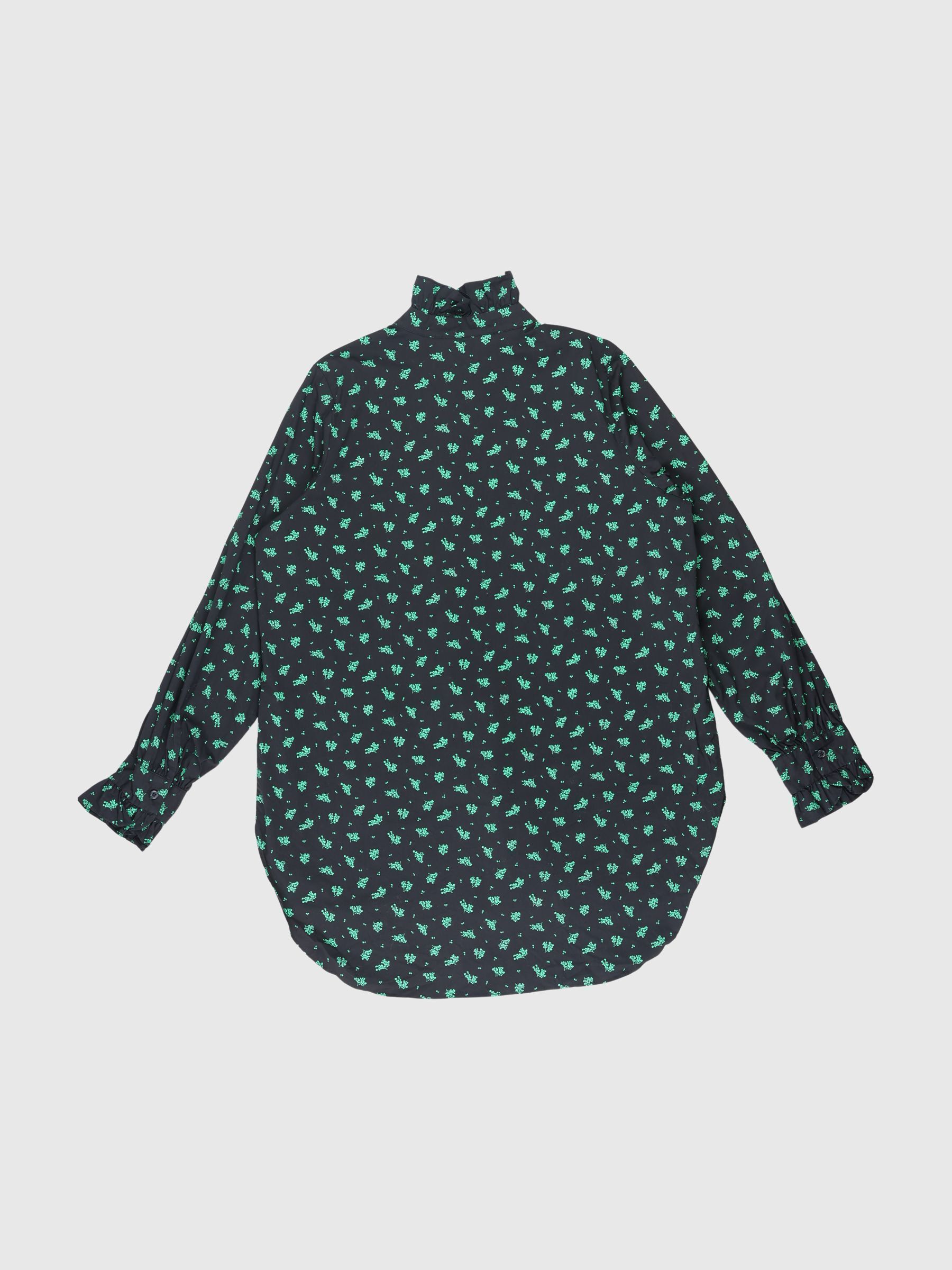 RUFFLE DETAIL LONG SLEEVED SHIRT, Black, highres