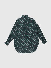 RUFFLE DETAIL LONG SLEEVED SHIRT, Black, highres