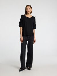 VISKOSEBLANDING LØS T-SHIRT, Black, highres