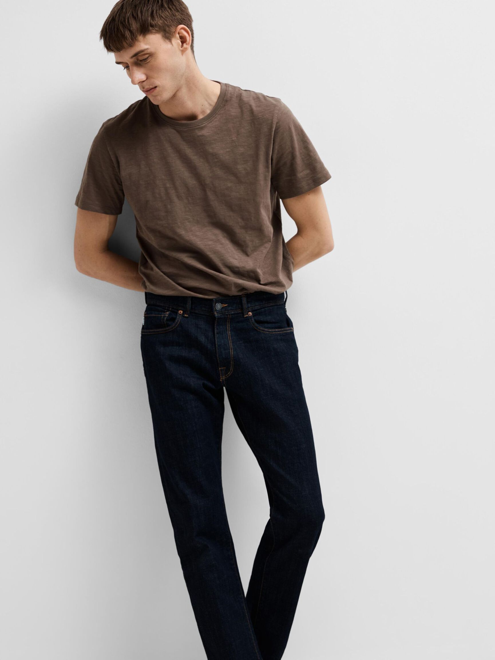 196 STRAIGHT FIT MÖRK TVÄTT JEANS, Blue Denim, highres