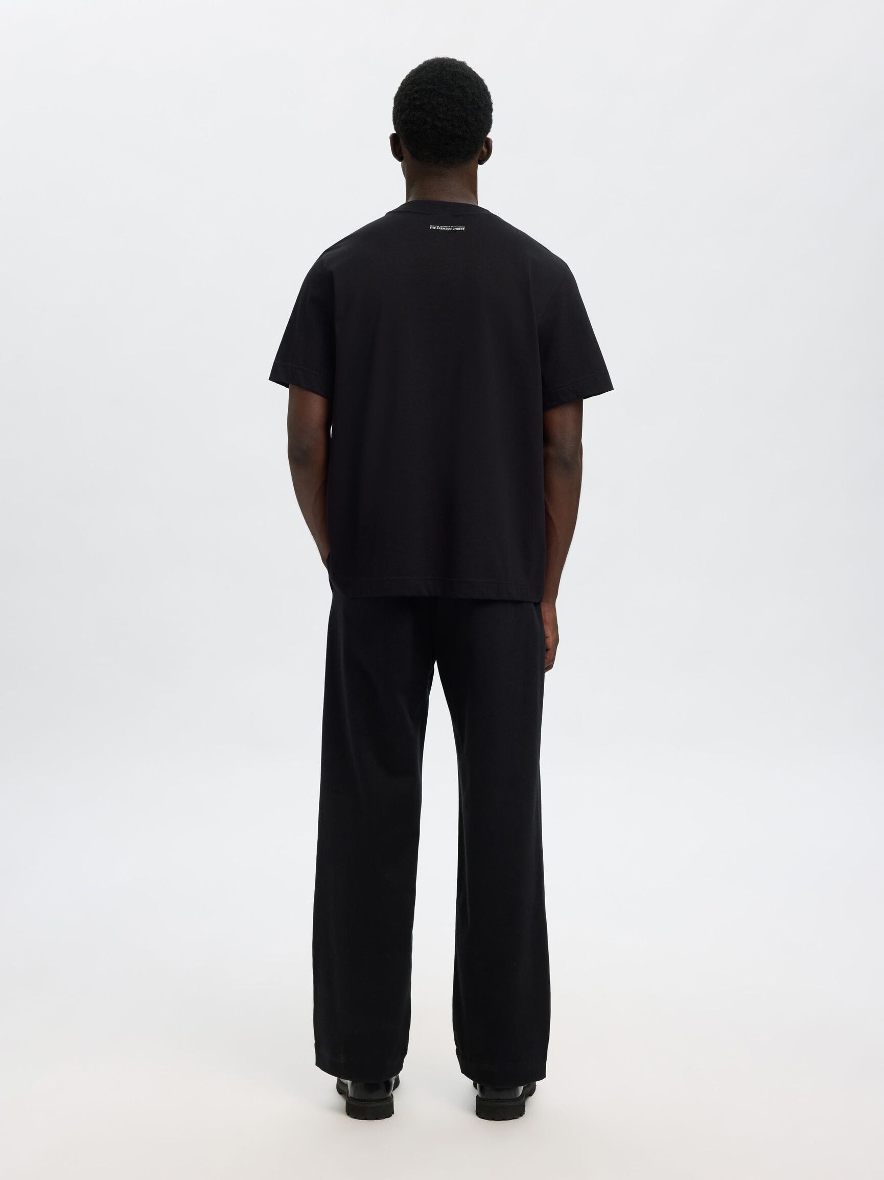 REGULAR FIT PRINTED CREWNECK T-SHIRT, Black, highres