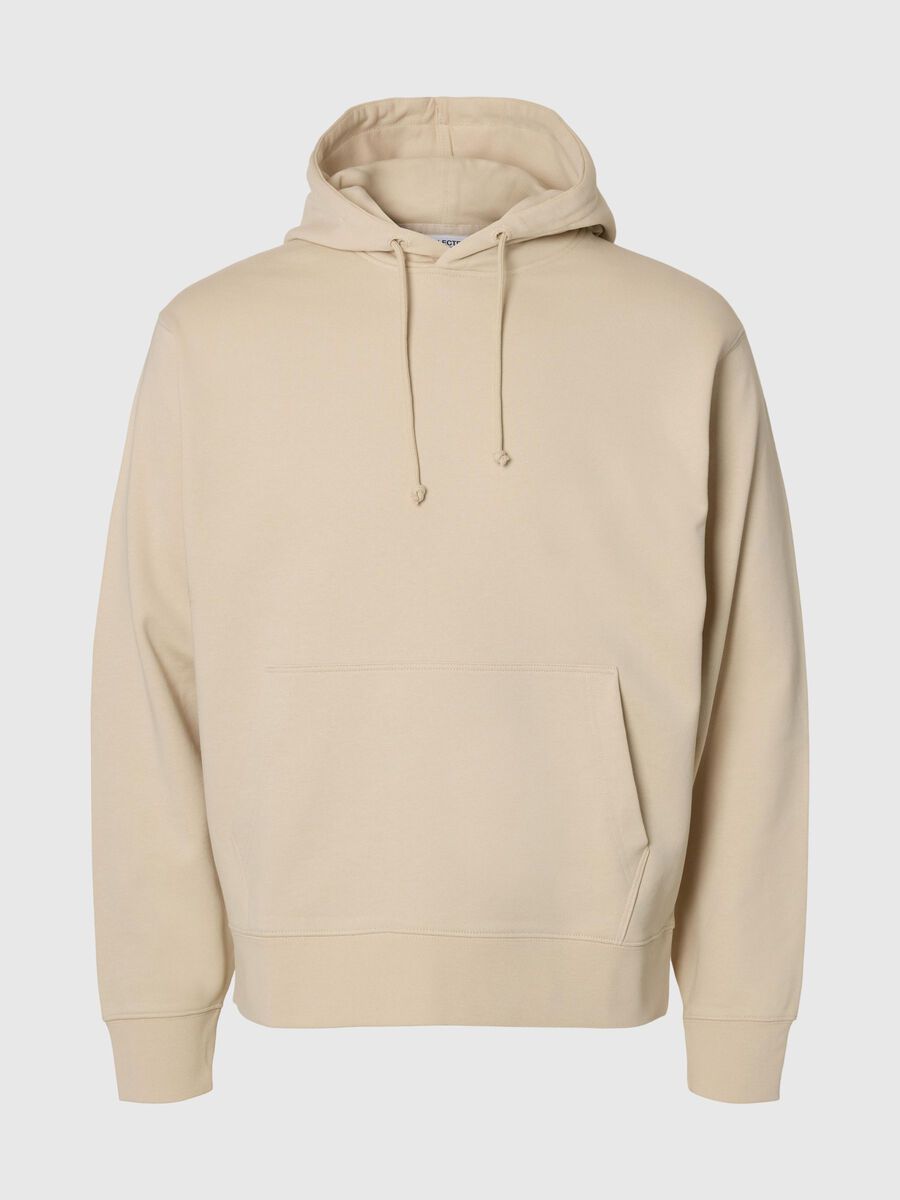 Selected 100% COTTON HOODIE, Oatmeal, highres - 16100000_Oatmeal_001.jpg