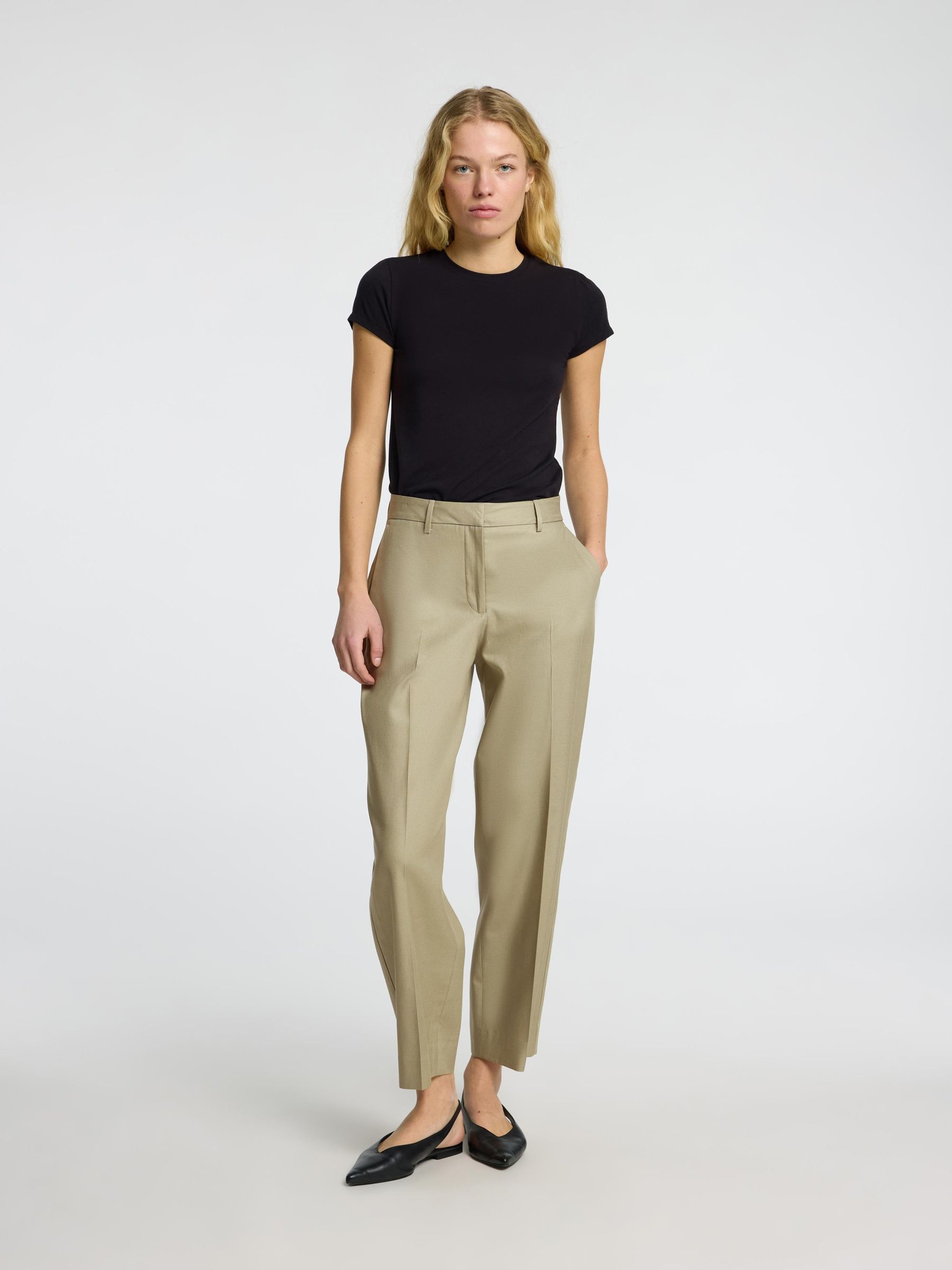 MID WAIST BARREL FIT TROUSERS, Vetiver, highres