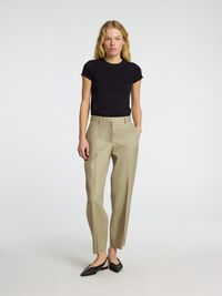 MID WAIST BARREL FIT TROUSERS, Vetiver, highres