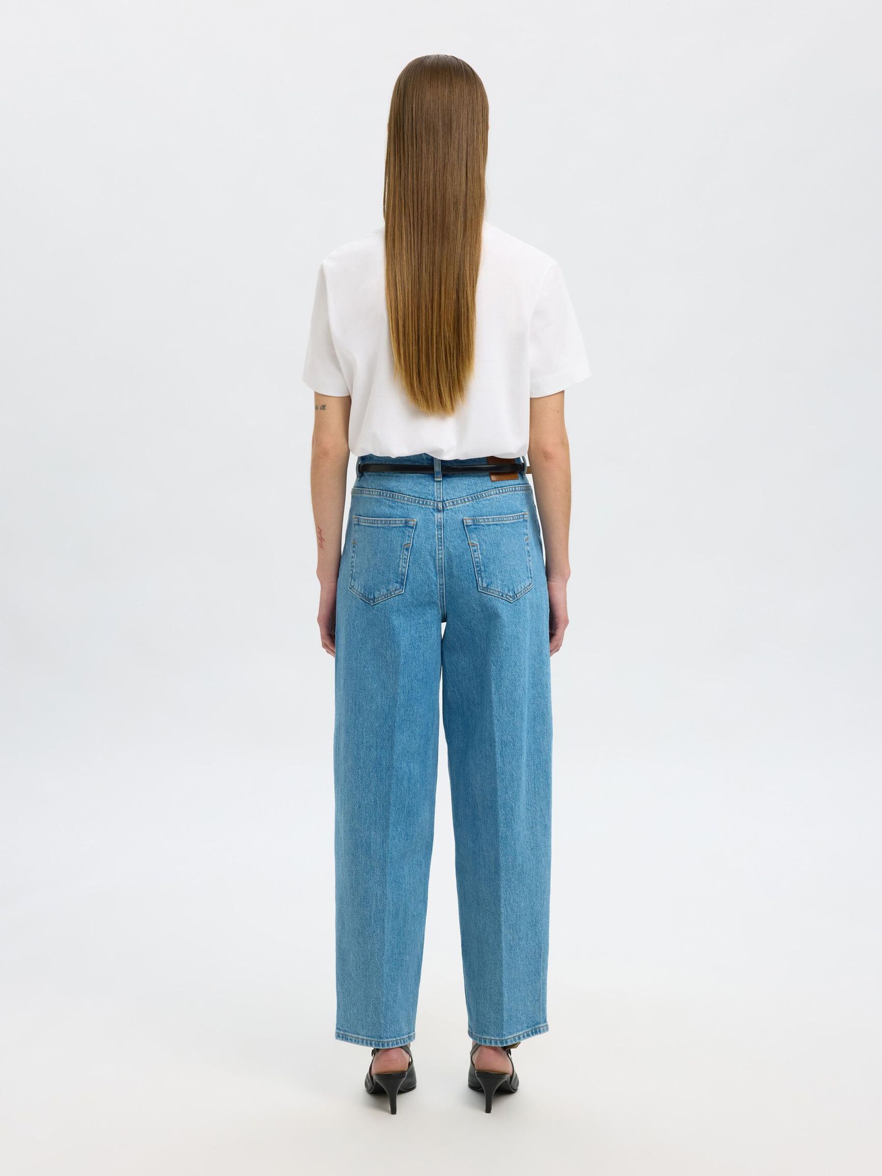 HIGH WAISTED BARREL FIT JEANS, Light Blue Denim, highres